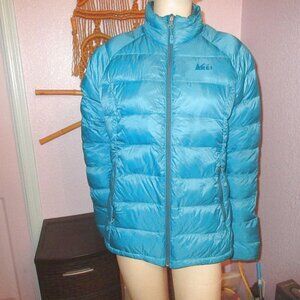 REI Women's Puffer Jacket Size M Blue 650 Down DWR Hiking Outdoor Gorpcore NEW